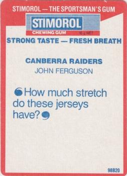 1990 Stimorol NRL #6 John Ferguson Back